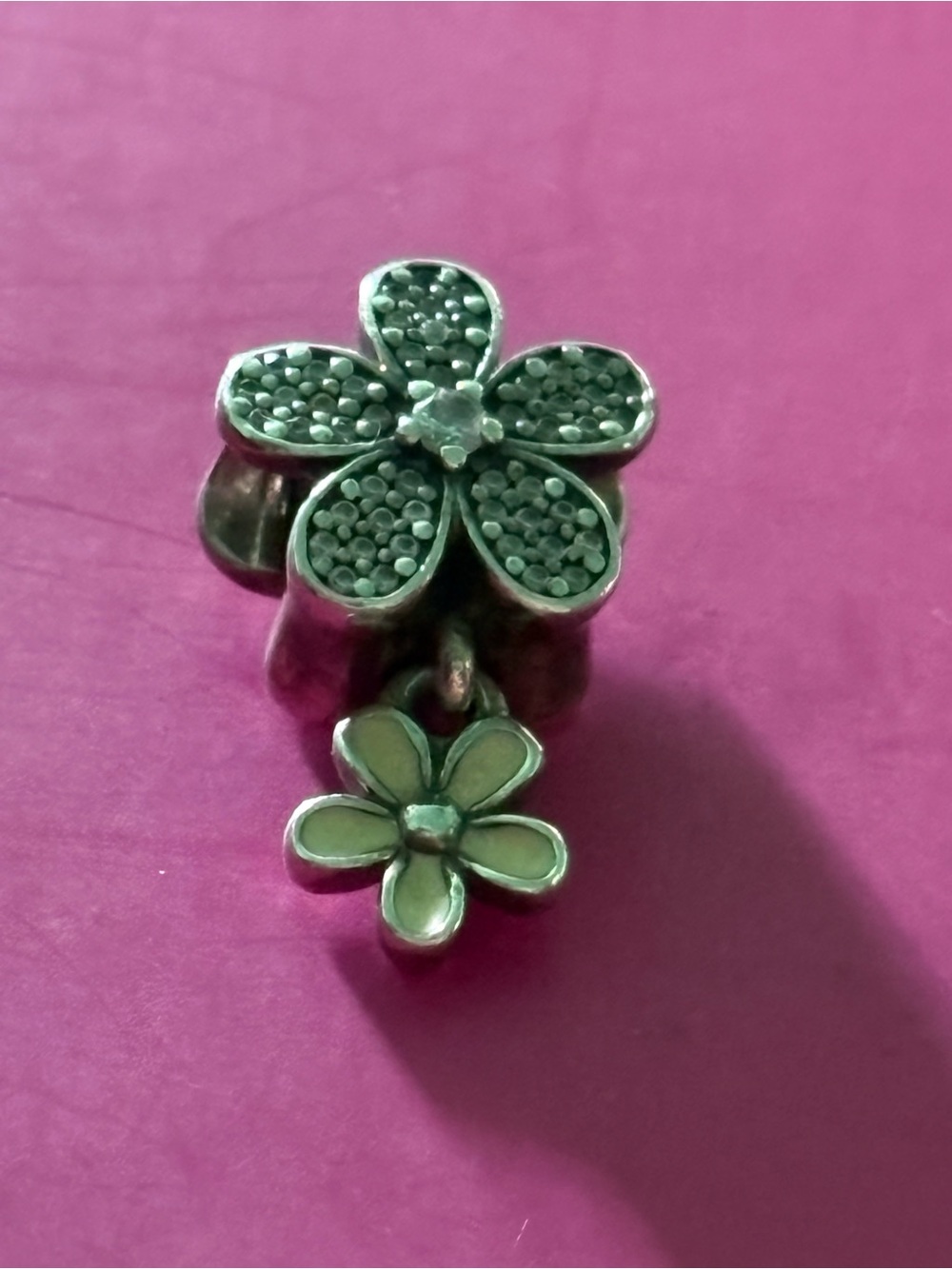 Pandora Silver Flower Dangle Charm - Silver